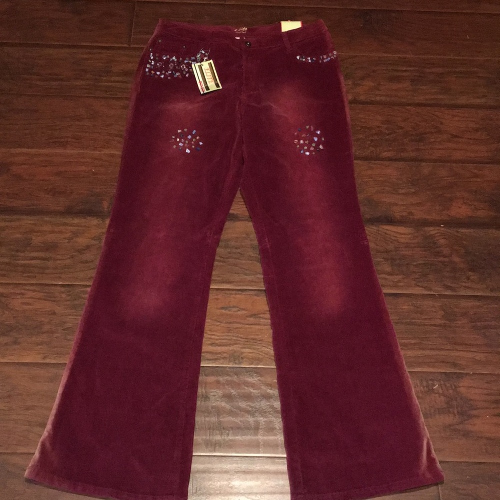 Boutique Burgundy Corduroy Flare Jeans